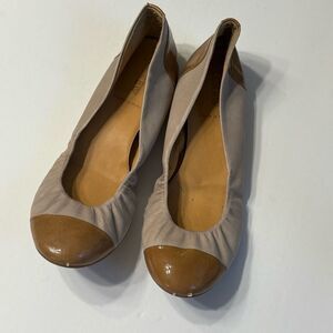 J. Crew Women’s Ballet Flat Round Toe Patent Leather Contrast Cap Toe Size 7.5